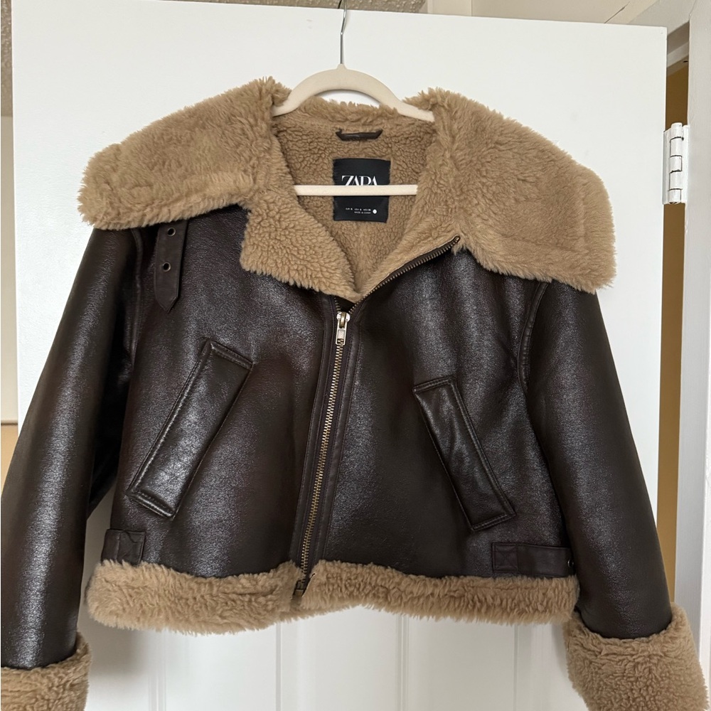 Zara Dark Brown Shearling Jacket